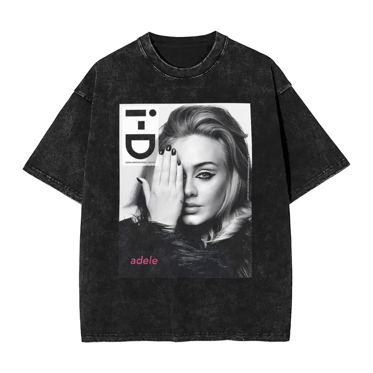 Adele Name Hand Lettering Washed  Streetwear Hip Hop Vintage T-Shirts Tees Tops for Men Women Cotton Oversize Printed