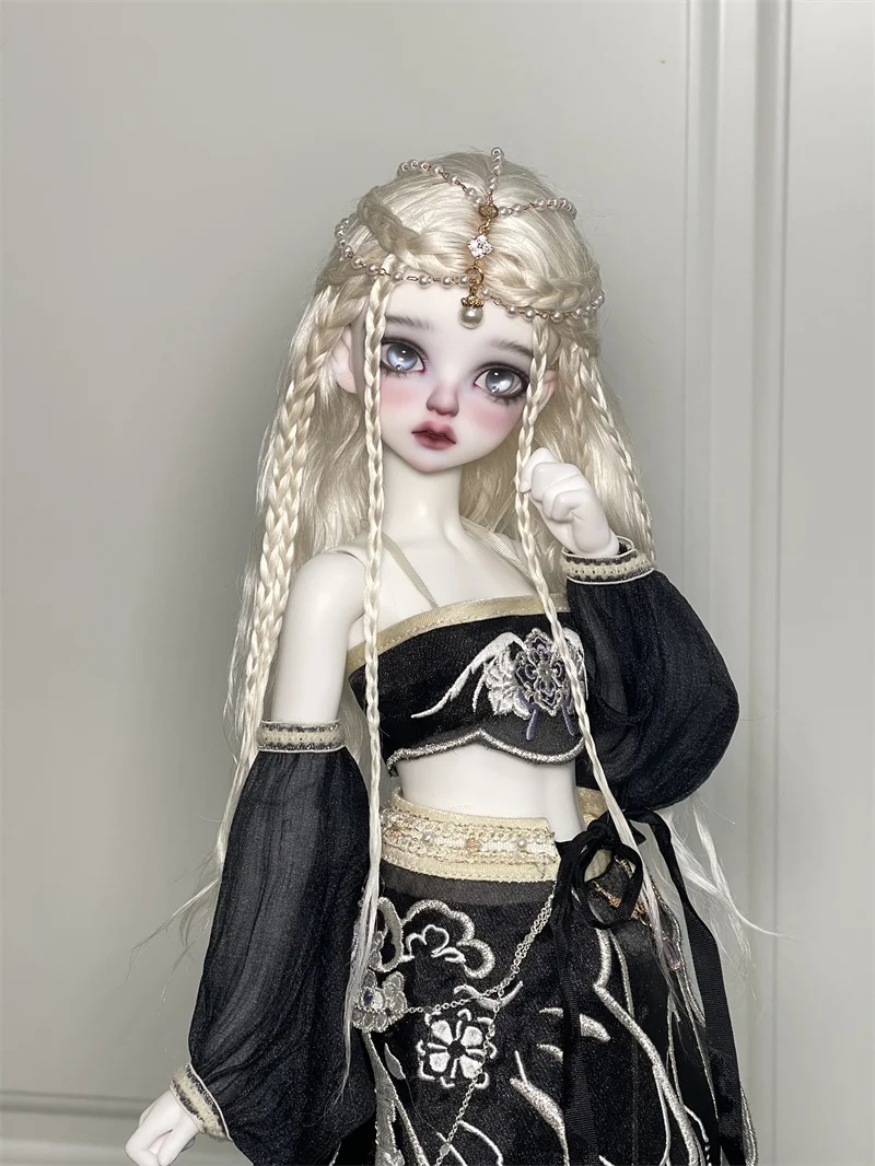 BJD SD Doll Styling Hair Wig 1/3 In Stock Glued 8-9inch Red Pink Mohair Exotic Princess Braided Hairstyle Doll Accessories XC