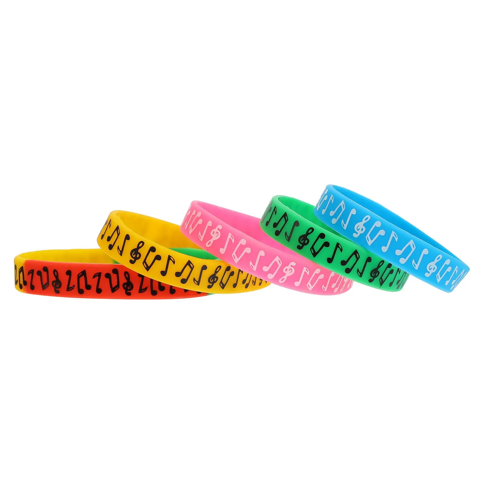 

10pcs Festival Wristbands Syllable Notes Silicone Bracelets Decorative 5 Wrist Band For Music Festival Colors Mix Gifts