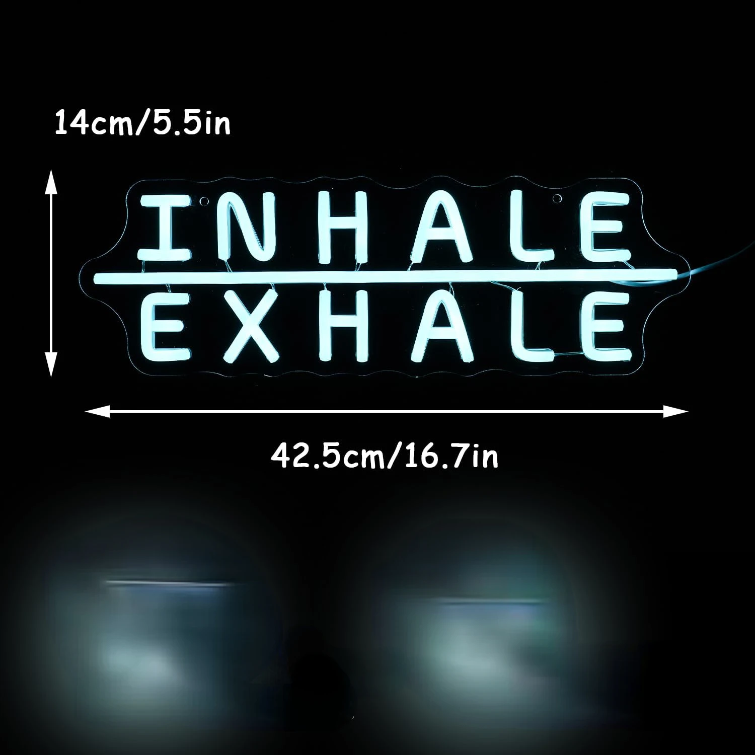 Inhale Exhale Neon Sign Yoga Neon Sign for Wall Art Decoration Ice Blue Neon Light for Pilates Art Neon Gym Sign Yoga studio