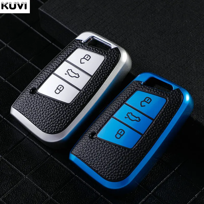

Leather TPU Car Remote Key Case Cover Shell For VW Volkswagen Passat B8 Magotan For Skoda Kodiaq Superb A7 Smart Keyless