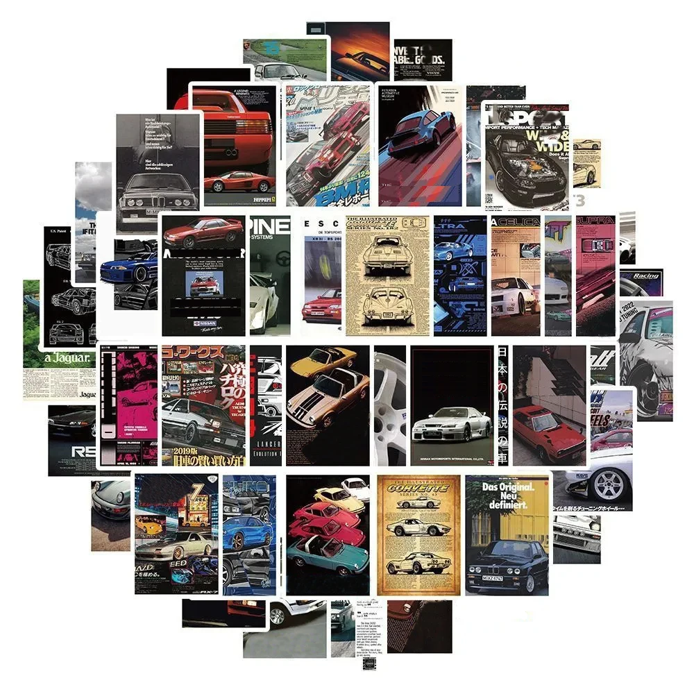10/30/50pcs JDM Retrofit Racing Car Poster Stickers Classic Cool Sticker Decorative Skateboard Phone Notebook Waterproof Sticker