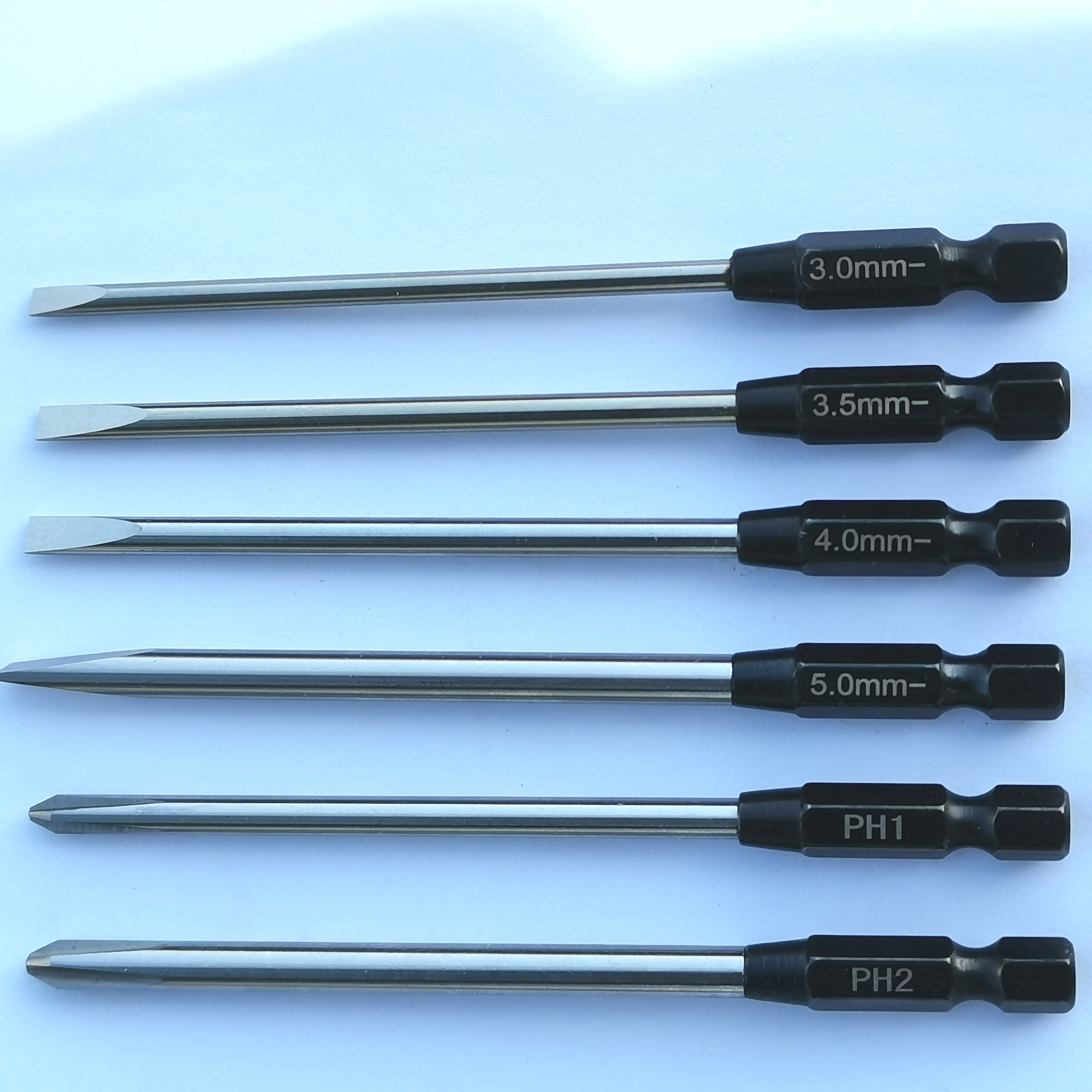 6 in 1 Slotted Phillips Screwdriver Bit Set 1/4 Inch Hex Shank High speed steels 100mm Long Drill Bits SL3.0 3.5 4.0 5.0 PH1 PH2