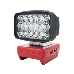 Flood Work Light 18LED 1500LM for Milwaukee LED 18V/20V FOR m18 Lithium Battery with Low Voltage Protection and Fast Charging