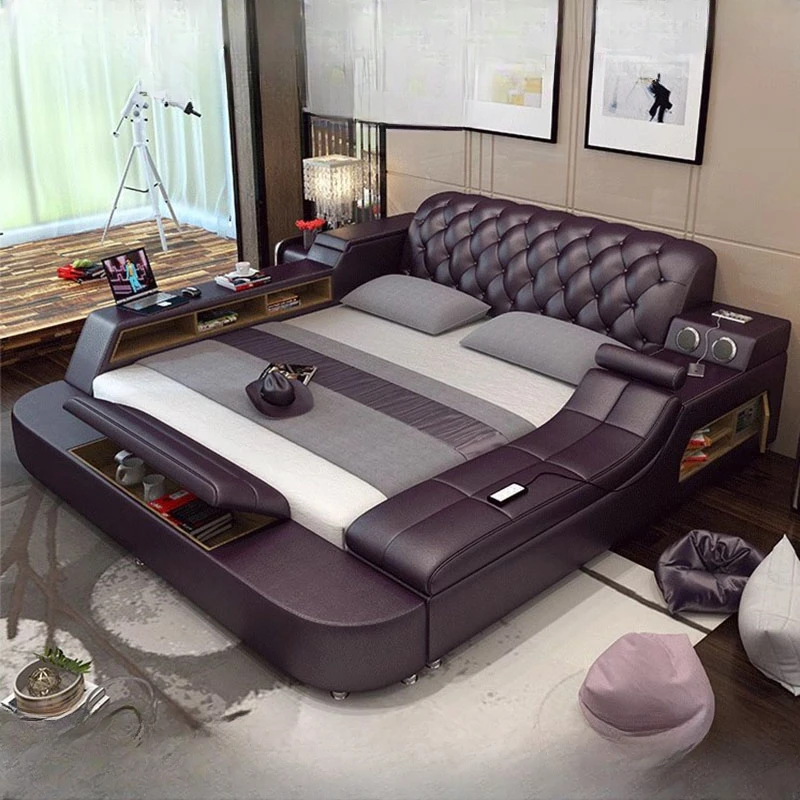 

Unique Aesthetic King Size Bed Frame Luxury Storage Cute Modern Queen Double Bed Frame Multifonction Cama Casal Home Furniture