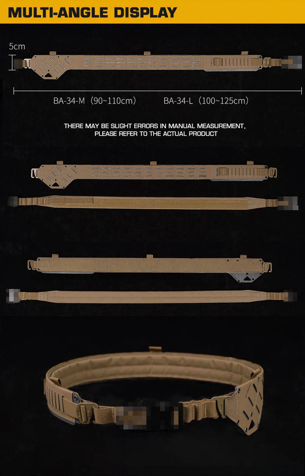 Taktischer Gürtel 2-in-1 mit Schnellverschluss-Metallschnalle für Outdoor-Jagd, Schießtraining, Airsoft, Kampfgürtel mit MOLLE-Magazintasche – Detail 2