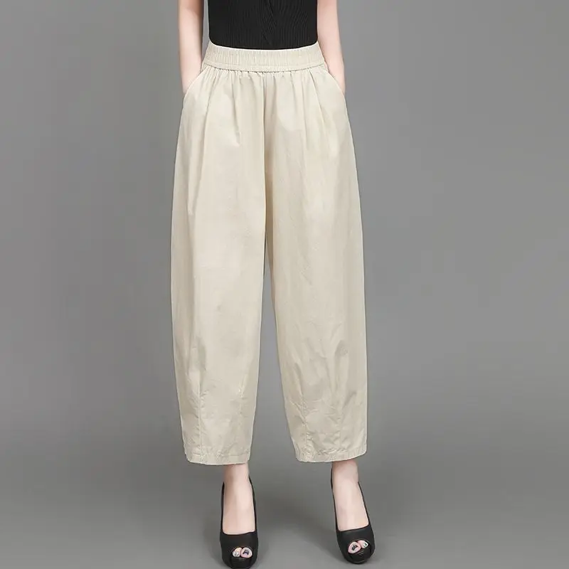 Lose Hohe Taille Neun Punkt Baumwolle Casual Hosen frauen Sommer Neue Sle Laterne Hosen Dünne Wirkung Leichte