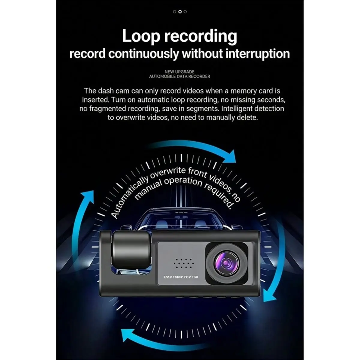 AU47-Car DVR 3Channel Dash Cam for Car Video Recorder WIFI Dashcam Front and Rear View Camera Night Vision Car Accessories