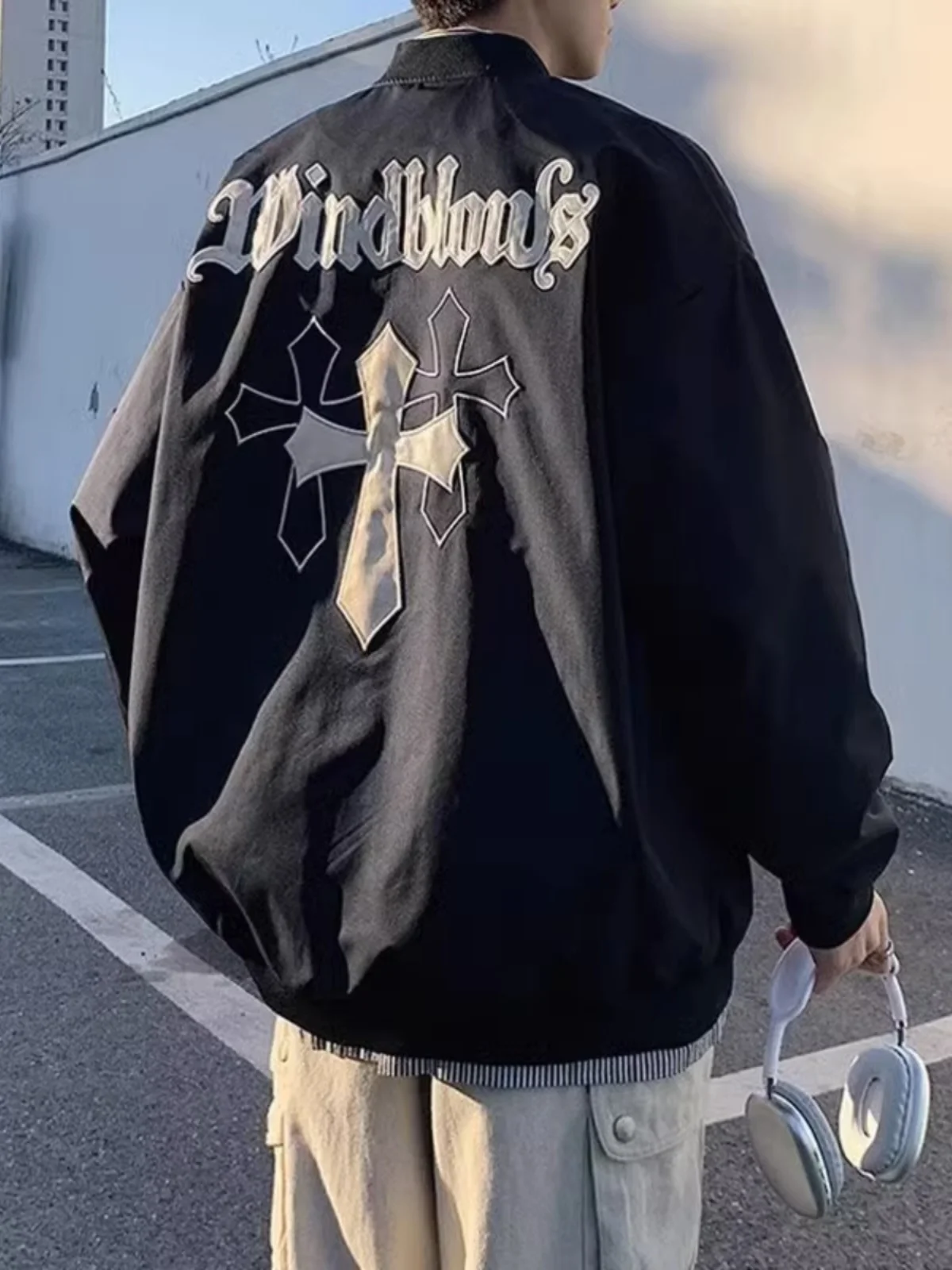 

Осень-зима, большой размер 300, бейсбольный джат с вышивкой крестом, мужской винтажный джат в стиле ретро, молодежный тренд