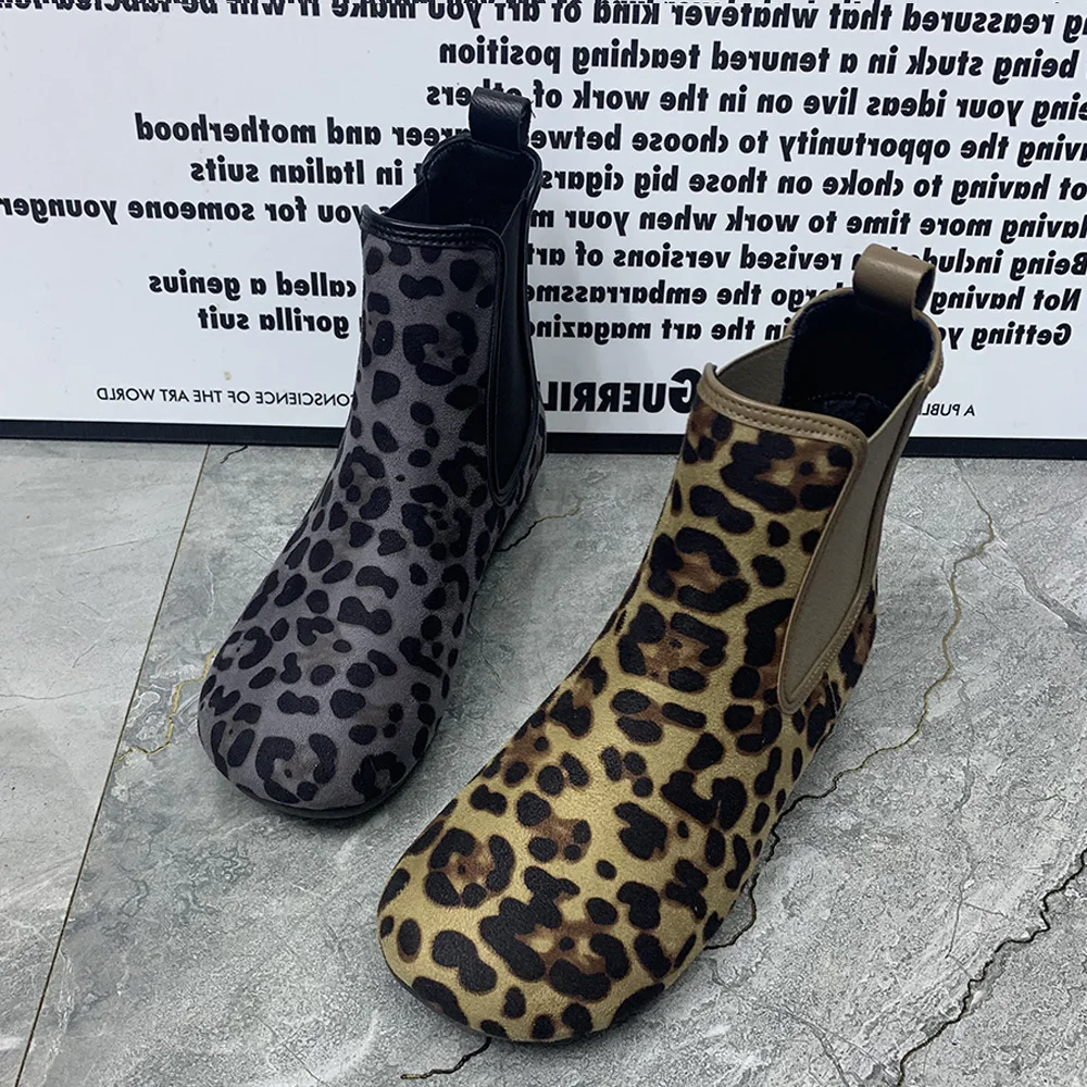 Fashion Leopard Women Boots Plus Size Flat Snow Boots Antislip Ankel Boots Warm Fur Winter Women Shoes Plush Brand Autumn Boots