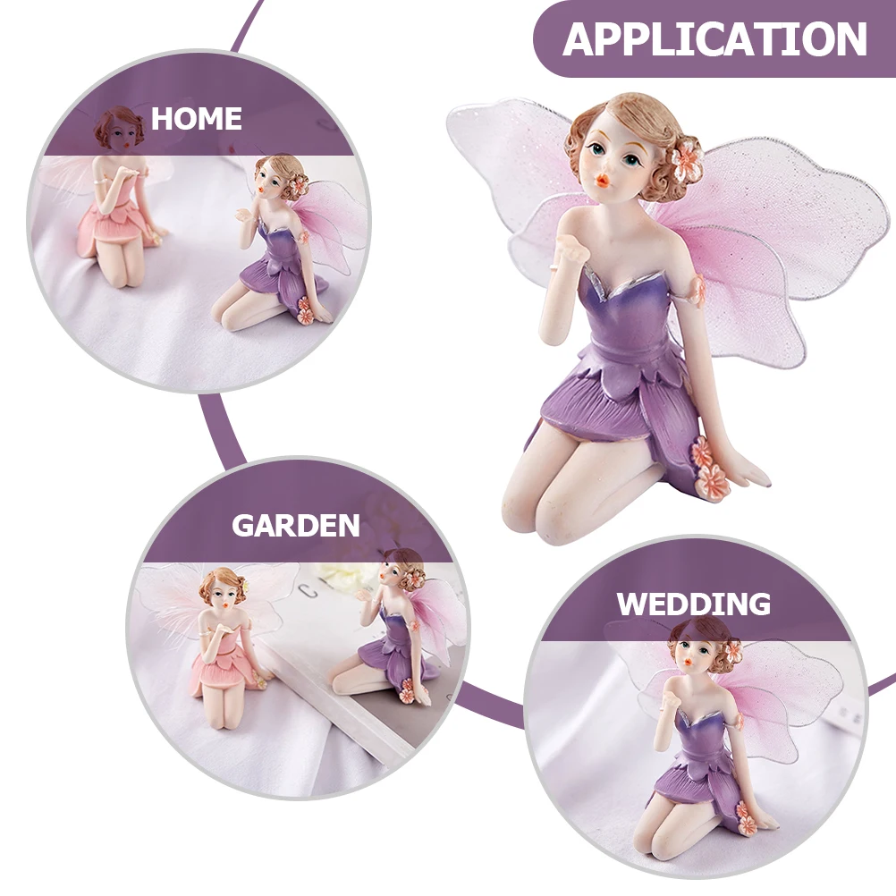 

Resin Statue Flower Miniature Fairies Figurines Pink Fairy Statues Figures Garden Office