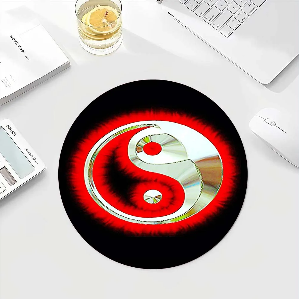 Tai Chi Yin and Yang Mousepad Office Business Home Decoration Mats Laptop Component Custom Pads Rubber Anti-slip Round Table Mat