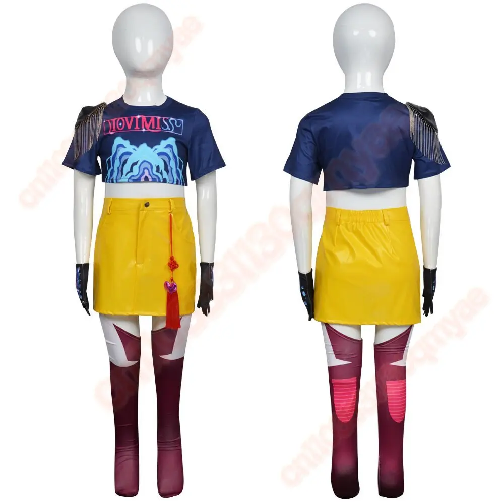 영화 K-Pop 악마 사냥꾼 코스프레 의상 미라 탑 스커트 키즈 세트 할로윈 파티 소품 무대 쇼 액세서리 어린이 선물