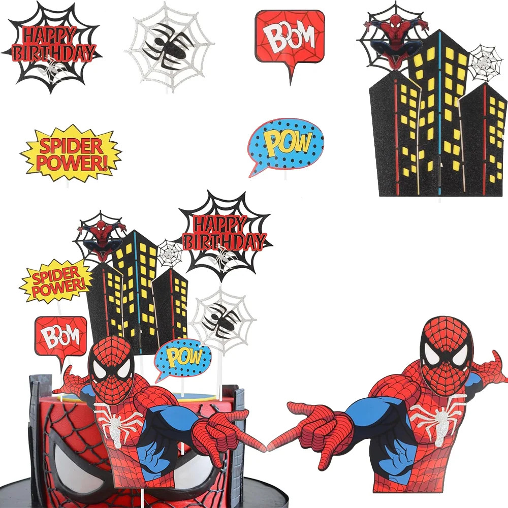 Spiderman Cake Topper Superhero Birthday Cake Decoration Party Supplies Baby Shower Children's Birthday Party Decoration Supplie