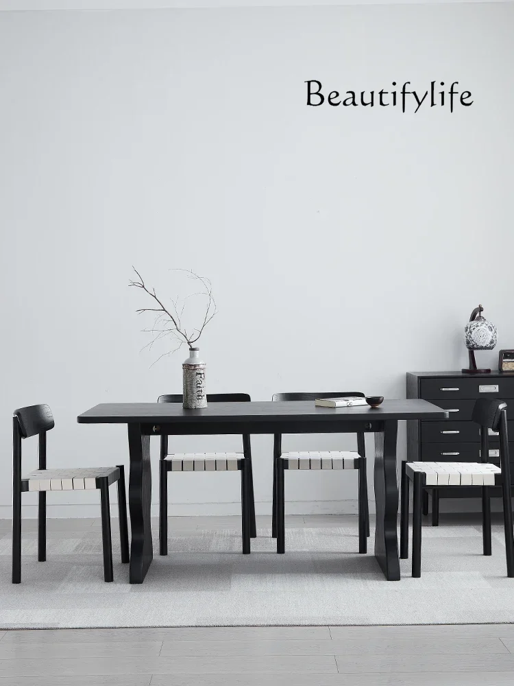 

Mid-Ancient Dining Table Household Restaurant Dining Table Small Apartment Rectangular Solid Wood Dining Table and Chair New