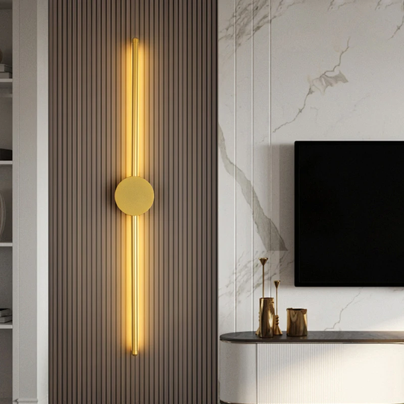 

Wall Light Modern Long LED Light Gold I-Shaped Corridor Interior Wall Lamp Bedroom Living Room Lighting Home Decor Lighting