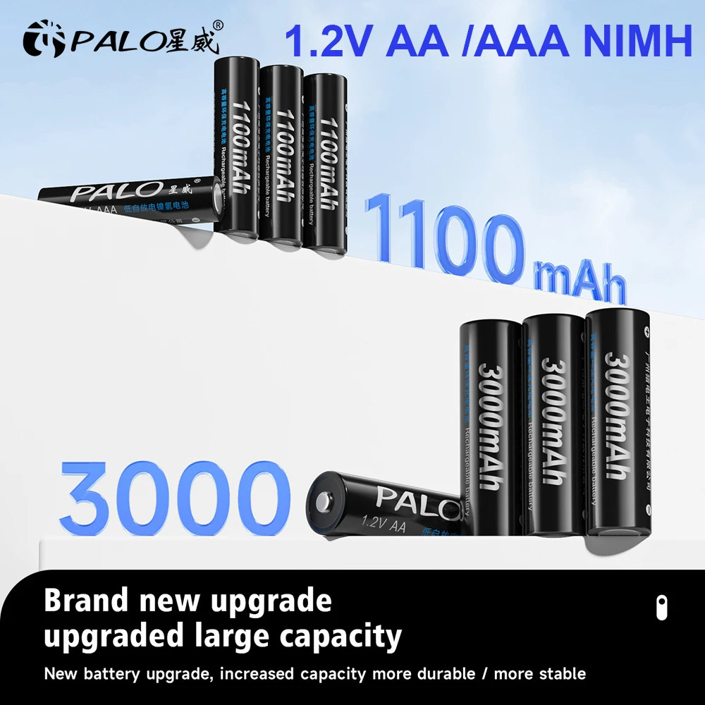 PALO-Pipeline de piles rechargeables, 1.2V, AA, AAA, AA, NI-laissée, NIlaissée, NIlaissée, cellule 3A pour MP4, jouets, appareil photo avec étui à piles AA