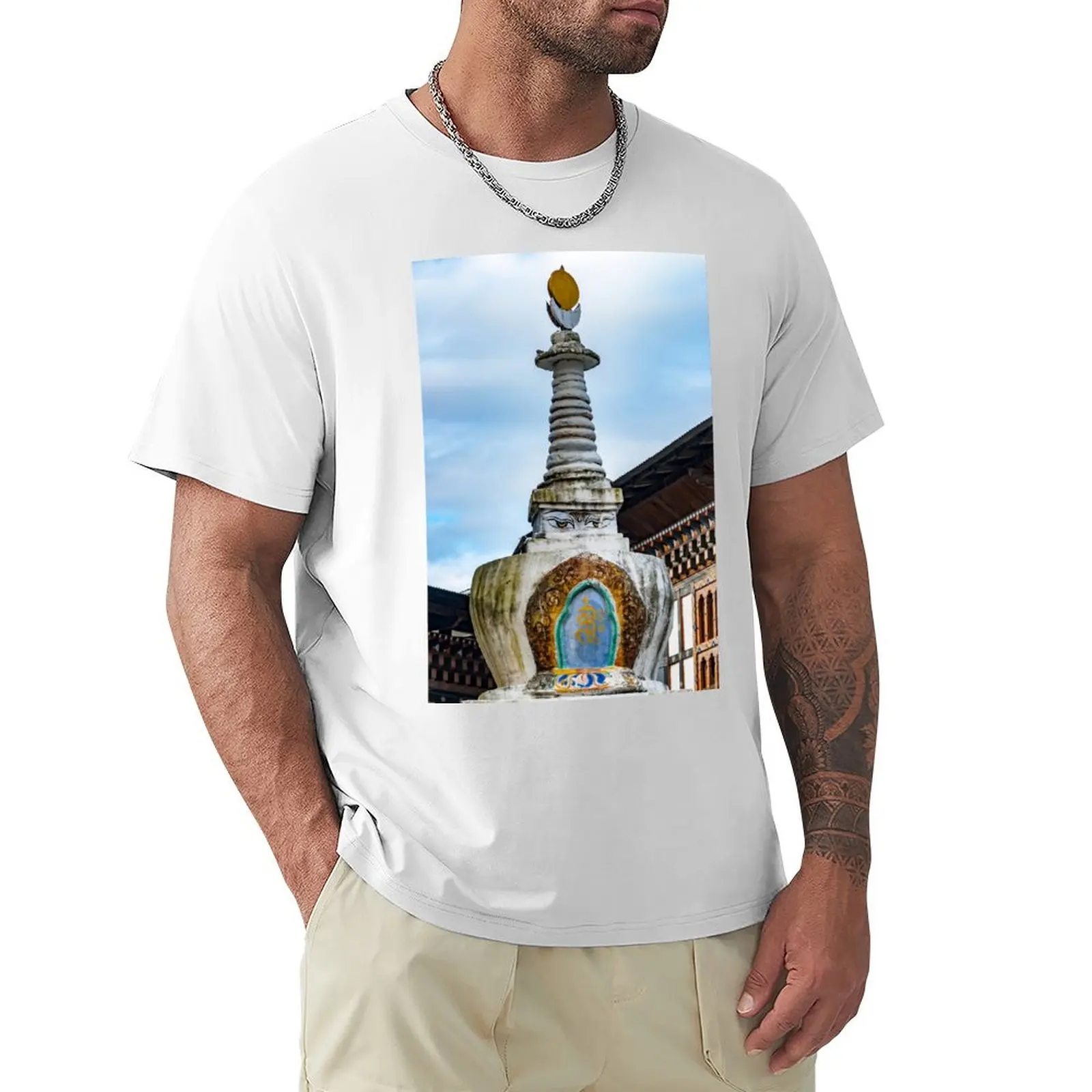 Stupa in Mongar - Bhutan T-Shirt customizeds cute tops mens t shirt