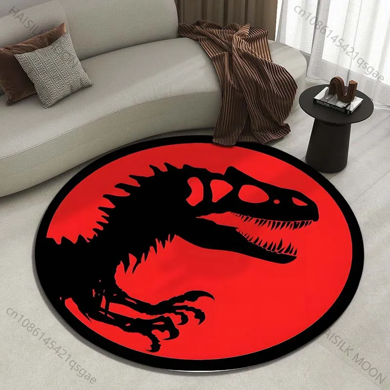 Dinosaur Silhouette with Red Background Printed round carpet living room sofa table carpet large pet mat soft round carpet