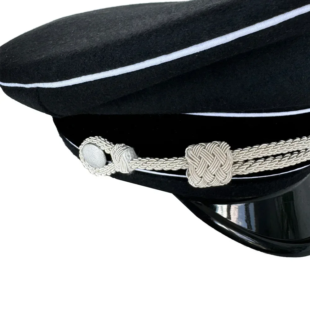 German Cap Men\'s Hat Black Big Wool Cloth Reintage Sports Training Hiking Reintage WW2 Men‘s German Cap