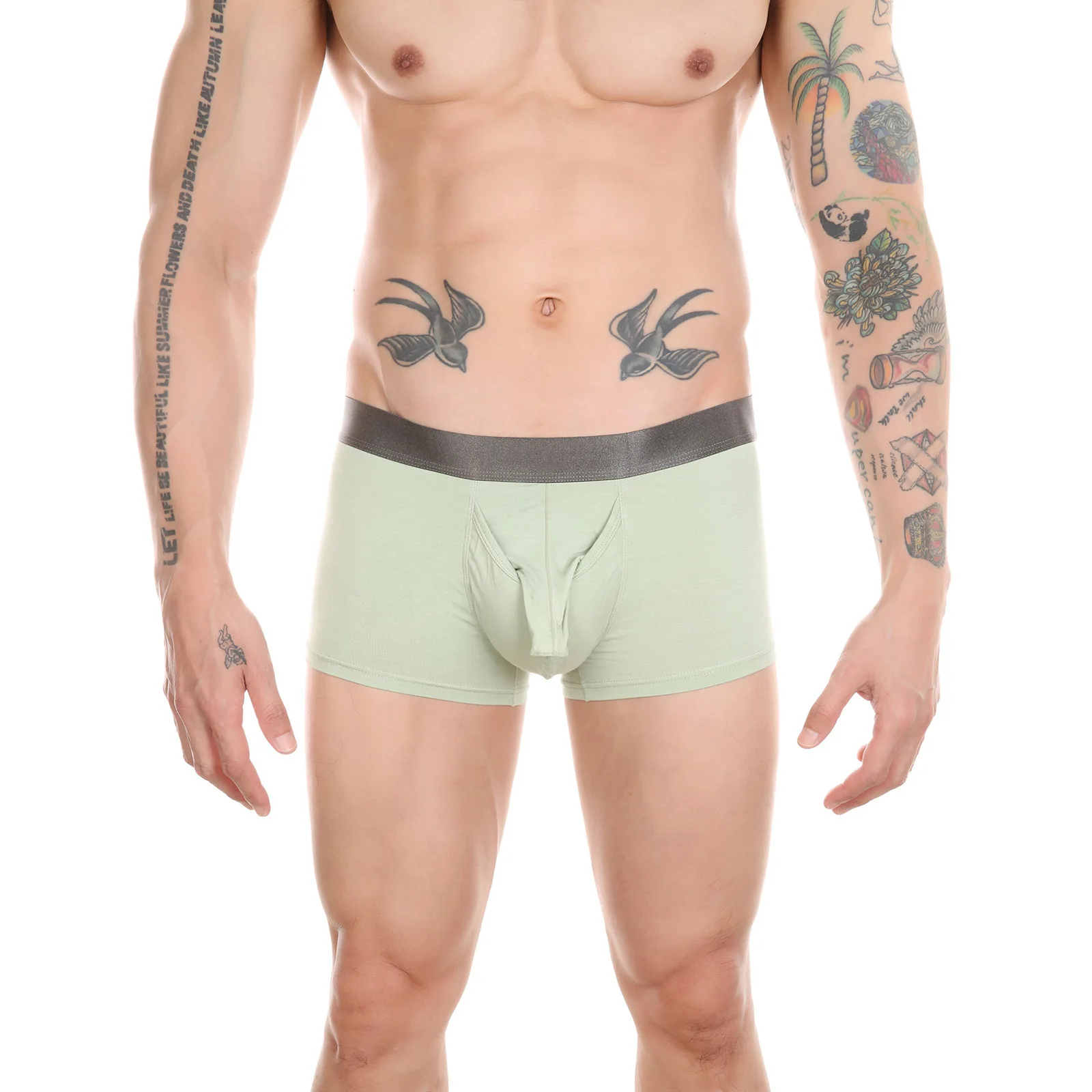 Men Sexy Elephant Nose Underpants Bamboo Fiber Soft Separate Scrotum Penis Pouch Underwear Male Breathable Boxer Shorts Panties