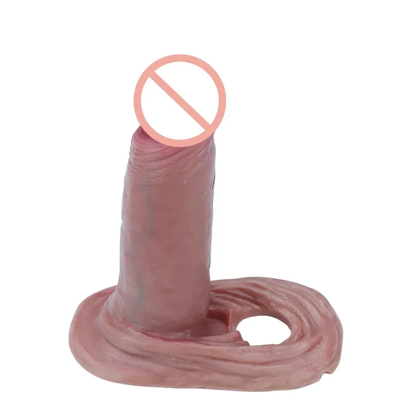 S/M/L Liquid Silicone Penis Extender Penis Enlargement Sleeve Thicken Delay Ejaculation Fix Testis Penis Sleeve Sex Toys for Men