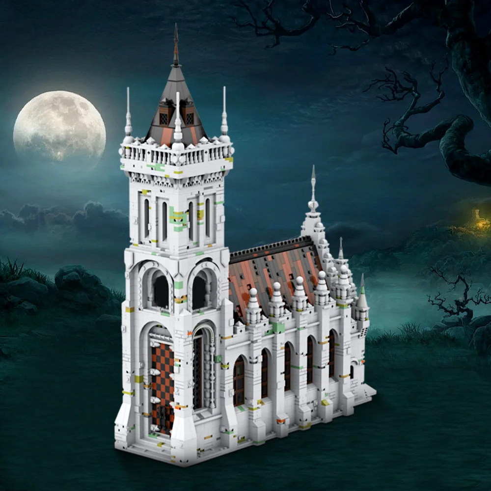 MOC Gothic Kirche Modulare Bausteine Modell Gothic Kirche Architektur Ziegel Montage Spielzeug Kinder Geburtstag Geschenk