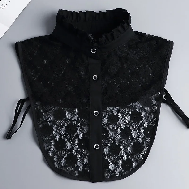 Female Lace Detachable Collar Vintage Solid Stand Fake Collar Blouse Top Adjustable Women Clothes Ladies False Collar