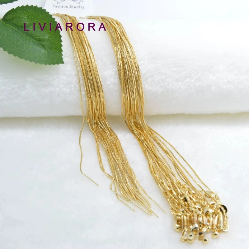 1/2/3Pcs 45/50cm Length 18K Gold Plated Brass Box Chain Necklace,Adjustable 1mm Thin Box Chain For Jewelry Making Accessories
