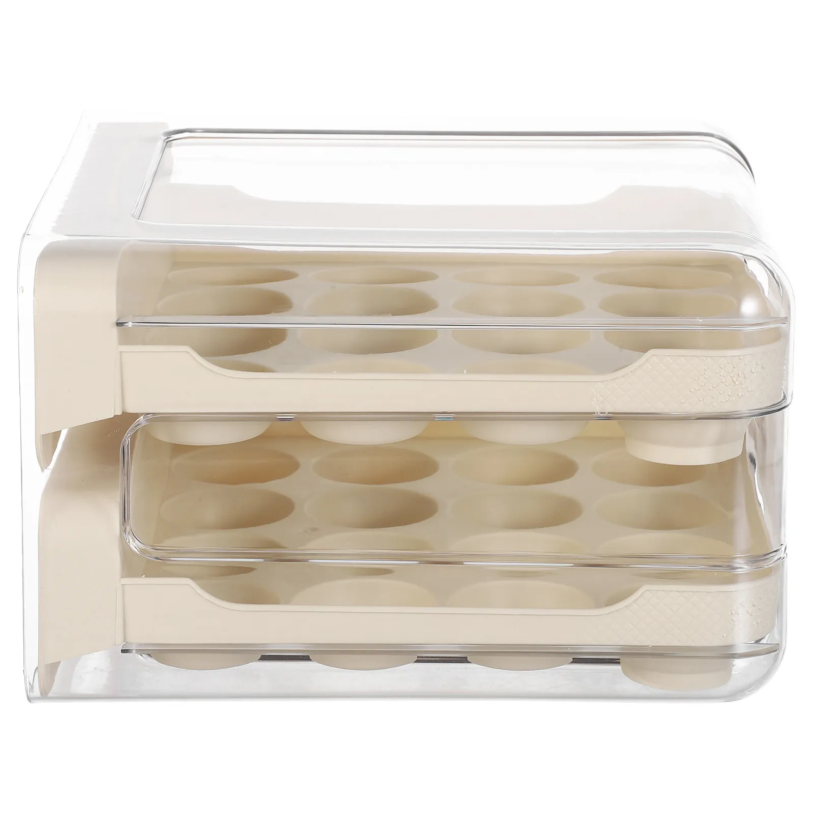 Transparent 32-Grid Egg Storage Box for Fridge Drawer Type Stackable Plastic Egg Holder Non-Slip Base Odor Separating Fridge