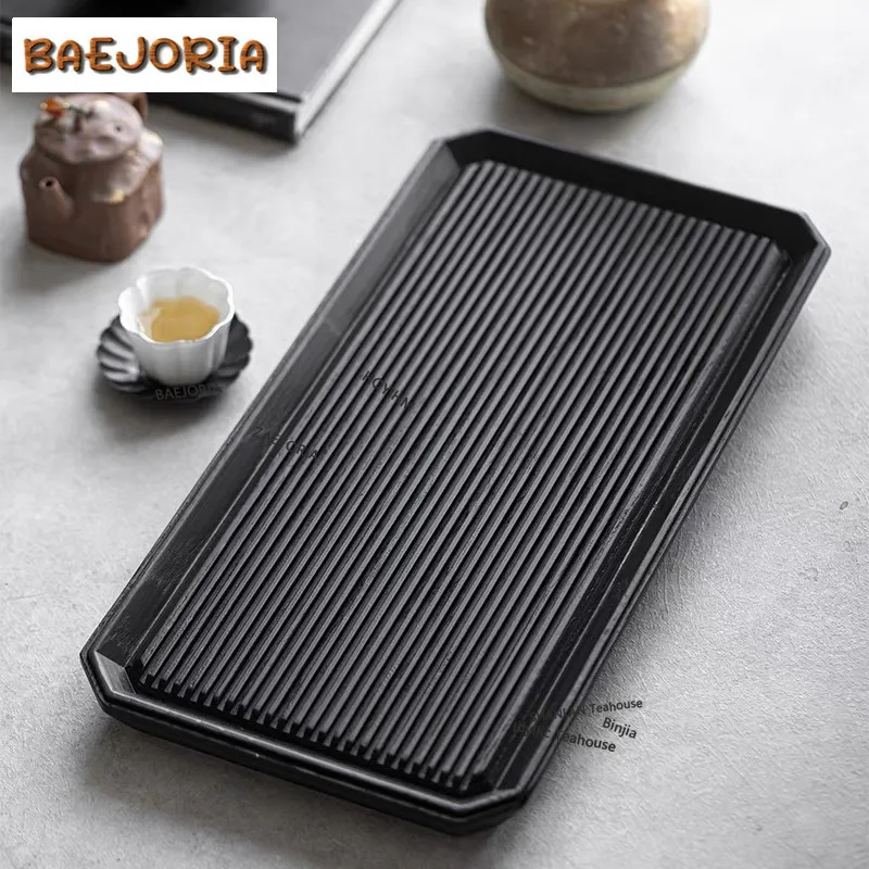 BAEJORIA White Wax Charcoal Solid Wood Square Tea Tray Snack Plate Coffee Storage Board Teapot Support Dishes For Serving Craft