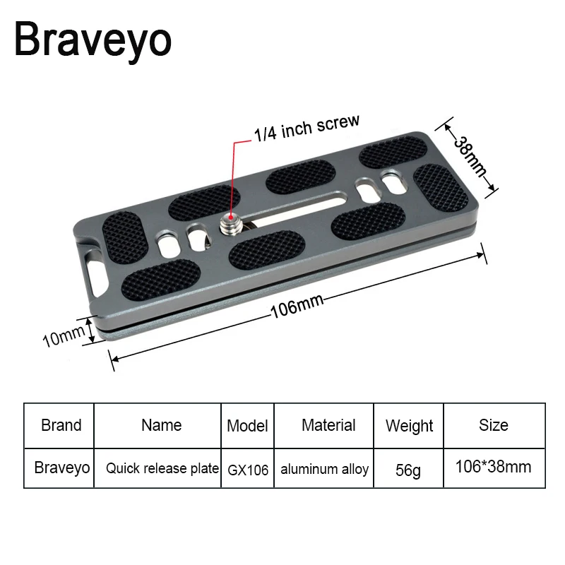 Dslr Quick Release Plate 76/106mm Long Tripod Ballhead Universal Installation Camera Plate Portable For Arca Standard