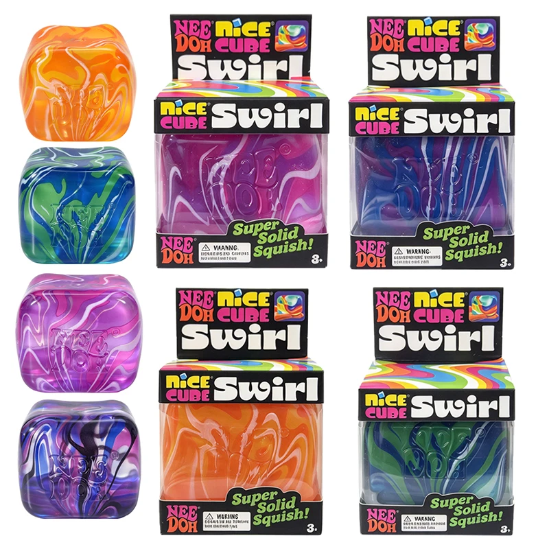 Needoh Nice Cube Swirl Fidget Squeeze Toy Maltose Slow Rebound Stress Relief Nice Ice Cube Sensory ADHD Autism Leisure Toy Gift