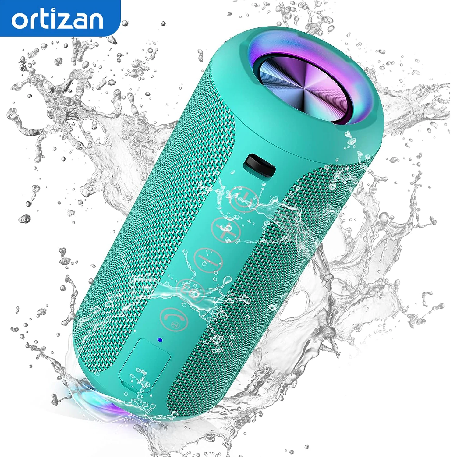 

Ortizan Portable Bluetooth Speaker 360° Stereo Sound 24W IPX7 Waterproof Wireless Bluetooth 5.0 Speaker 30H Playtime RGB Lights