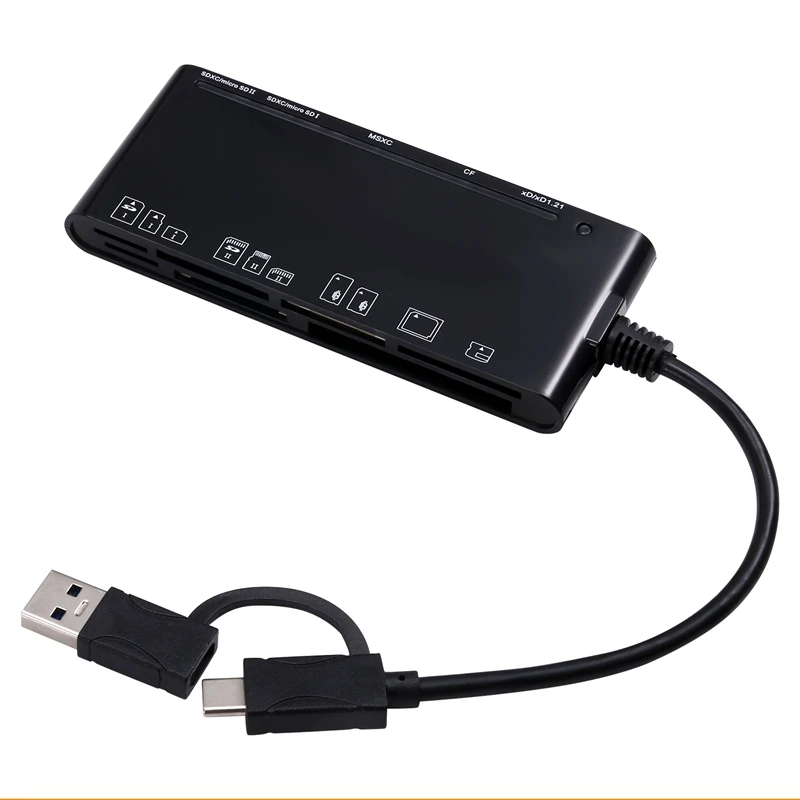 7 In 1 USB 3.0 Type-C Multifunction Card Teader CF/XD/MS/SD/TF Card Reader For Windows Vista/XP/7/8/10/, Linux, Os