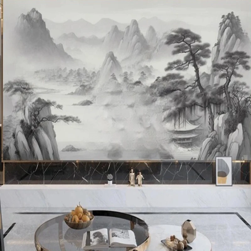 MU7878 Custom Size Wallpaper Hand-painted Ink Oil Painting Abstract Landscape TV Sofa Background Papier Peint