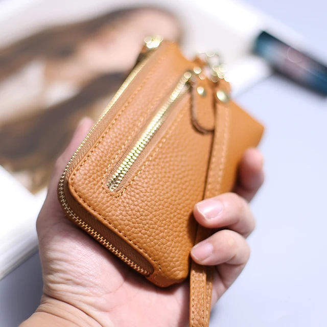 Wristlet portfele dla kobiet monety kiesy oryginalne skórzane kopertówki 2022 nowe panie pieniądze karty kredytowej brelok do kluczy portfel