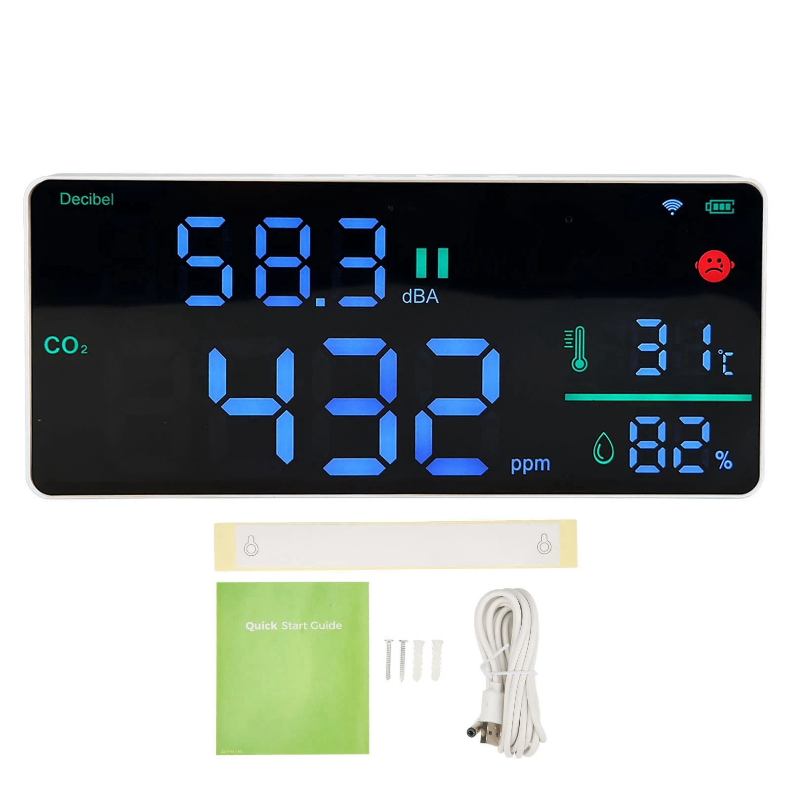 Monitor CO2 11in 4 In 1 Meteran Tingkat Suara Digital Termometer Higrometer Penguji Dudukan Dinding Monitor CO2 Meteran Kelembapan Penguji CO2