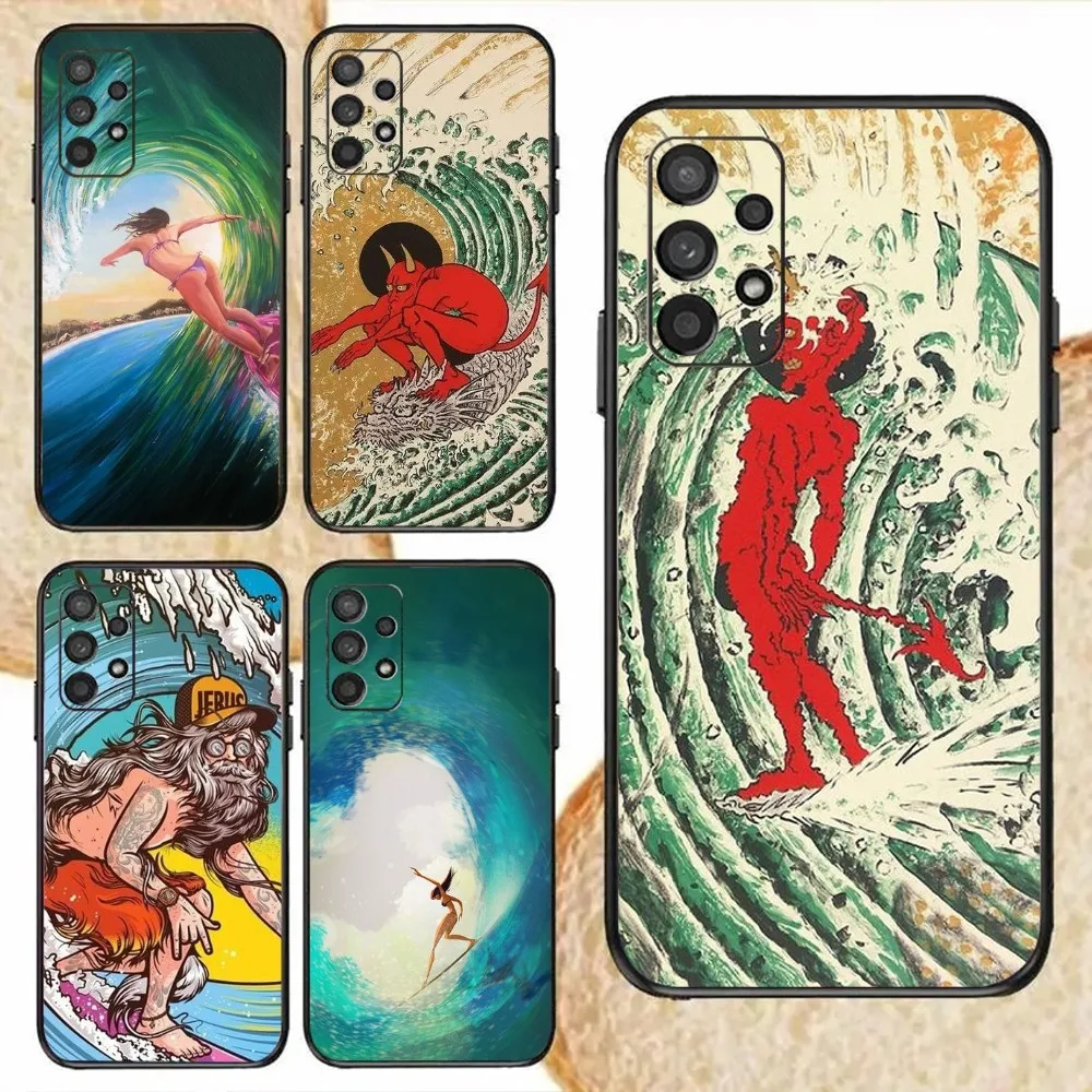 Surfboard Surfing Art Phone Case For Samsung Galaxy,S20,S21,S22,S23,Fe,Lite,Plus,Ultra,Note Shell