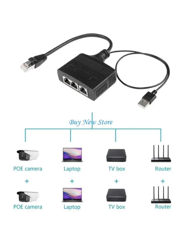 

20CE RJ45 Ethernet Splitter 1 in 3 Out 100Mbps Internet Splitter Adapter Networking