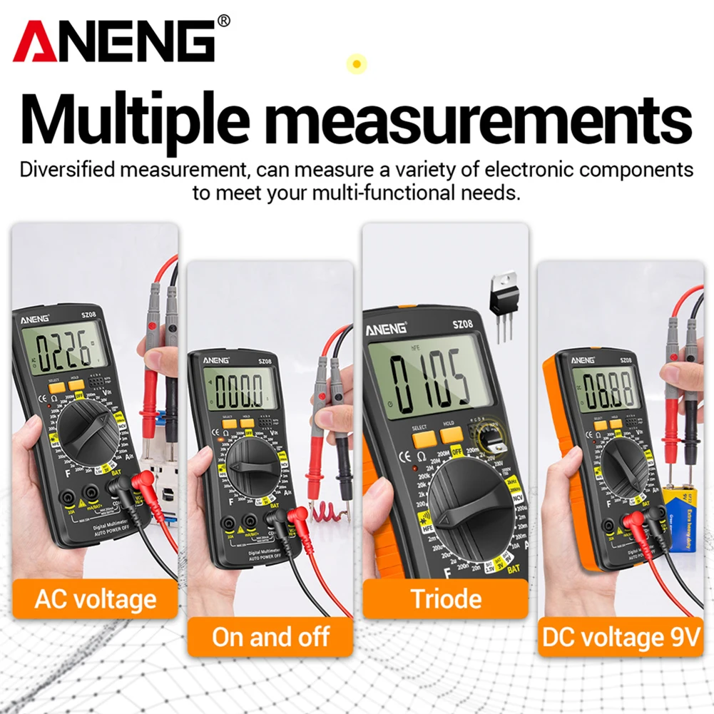 ANENG SZ08 cyfrowy ultracienki multimetr do przechowywania profesjonalny miernik automatyczny woltomierz AC DC 220V oporowy ręczny testery