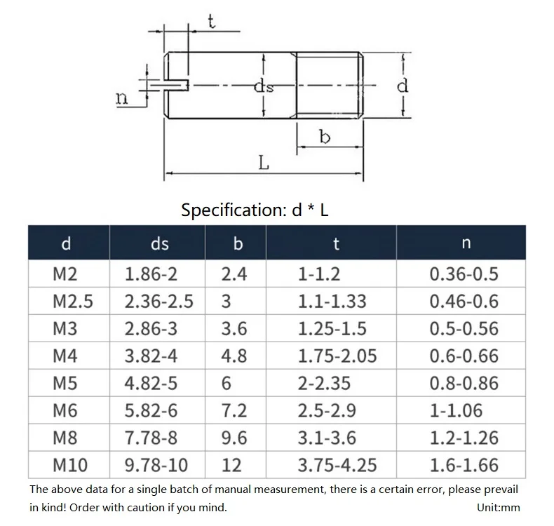 M2 M2.5 M3 M4 M5 M6 M8 M10 GB878 304 A2 Stainless Steel Outside Thread Solid Dowel Pin Slotted Head Positioning Roll Shaft