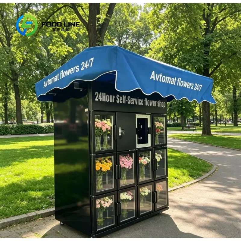 Customized multi‑goods refrigerated locker cabinet fresh‑preservation design for bouquet cake snack mixed retail operation