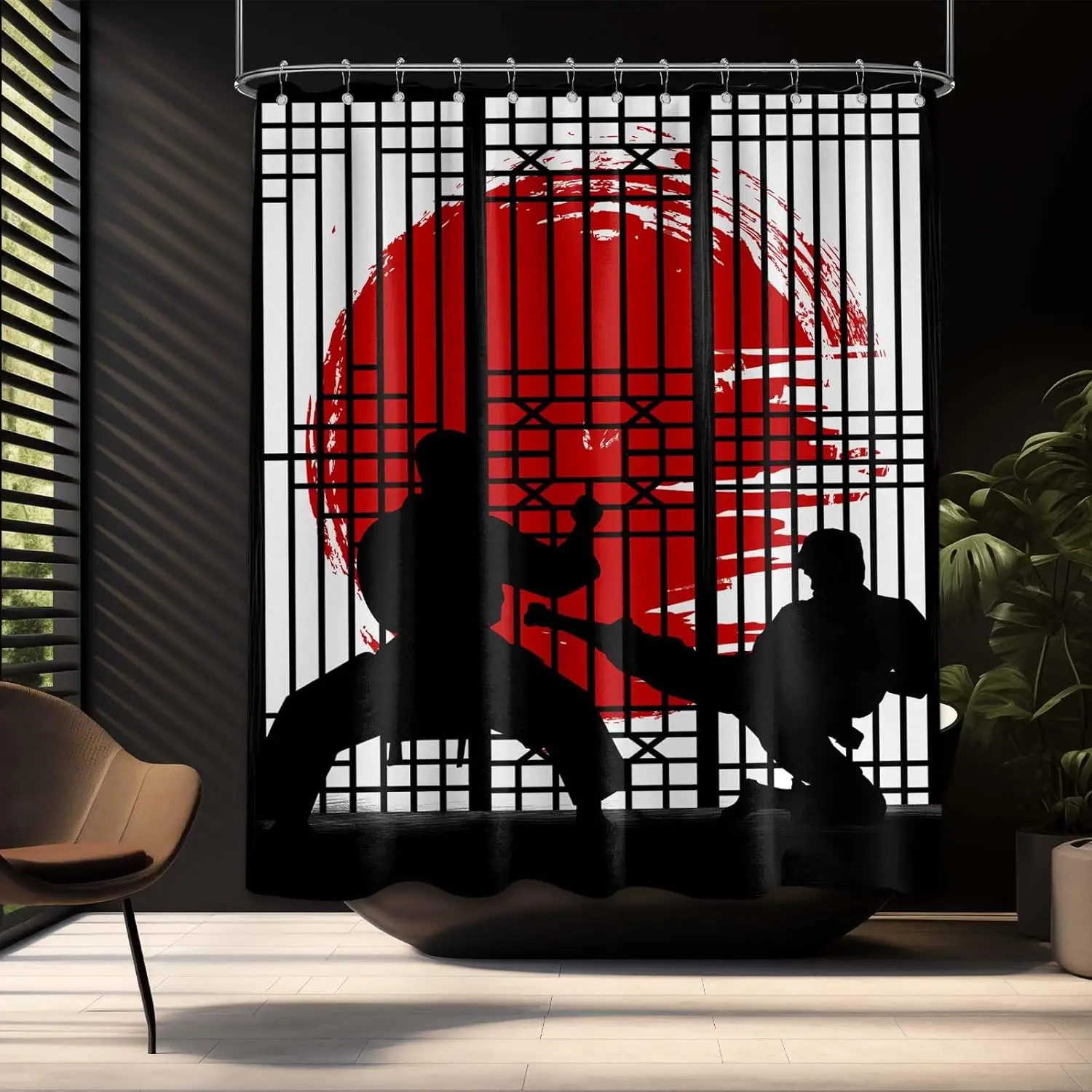 

Modern Japanese Anime Manga Red Sun Shower Curtain Polyester Bathroom Bath Curtain Decor Accessories