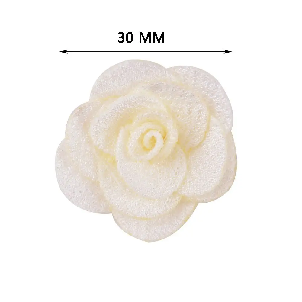 20PCS Charming Mesh Mesh Rose Flower 30mm 9 Colors Applique for DIY Soft Hair Clips Clothes Hair Hat Shoes