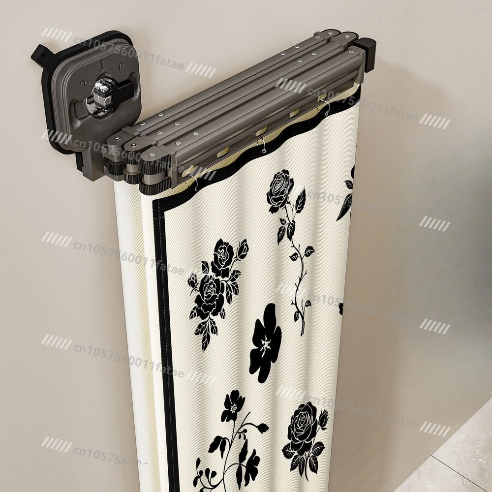 waterproof cloth dry and wet separation shower curtain,Thickened invisible folding shower curtain rod