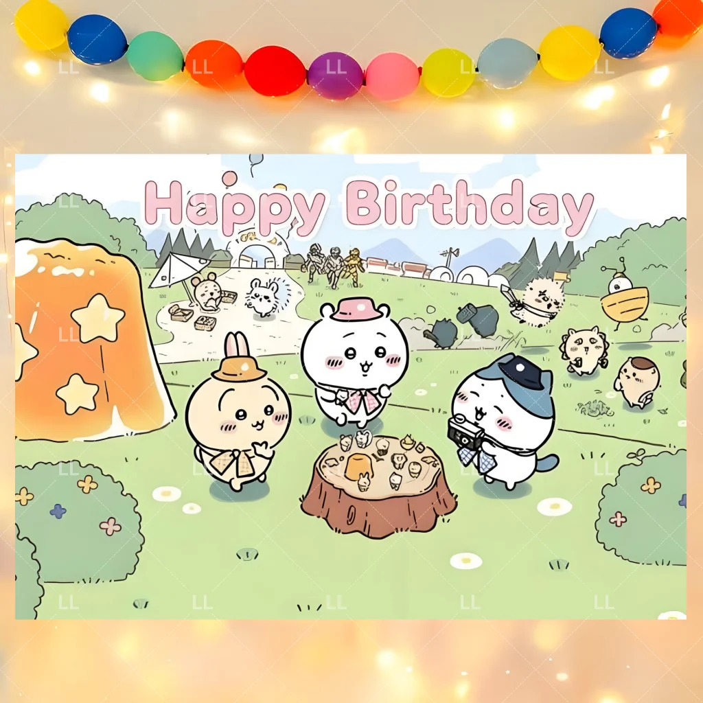Kawaii C&Chiikawa Geburtstagsparty Dekorationsbanner Cartoon Tortendekoration Hängende Ballons Hintergrund Babyparty Zubehör Kindergeschenk – Detail 9