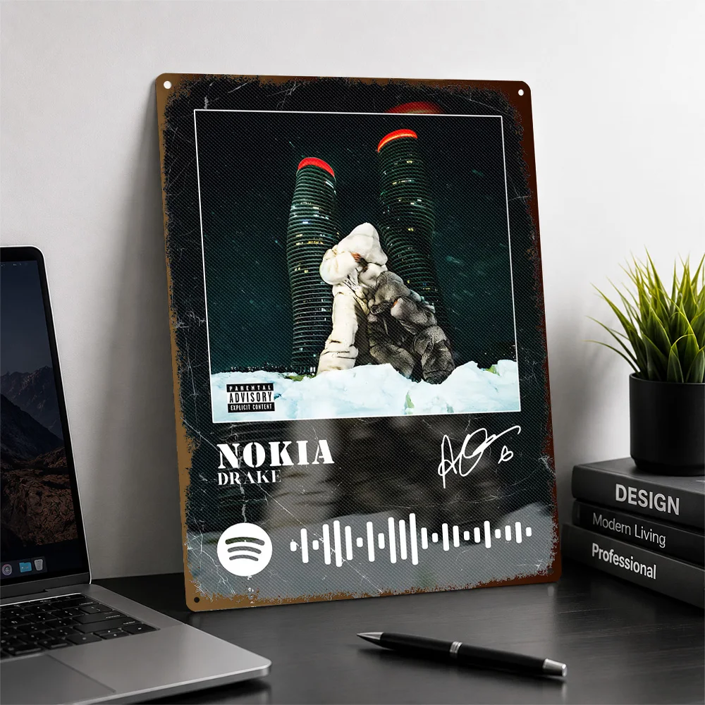 Nokia Drake Album Cover Aluminum Poster Personalized Metal Sign Lyrical Legend Wall Art Ideal For Home Offices And Music Rooms