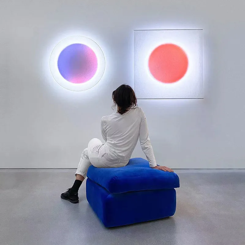 Simple master bedroom aisle round square creative wall lamp living room bedroom, full moon lamp wall painting decorative lamp