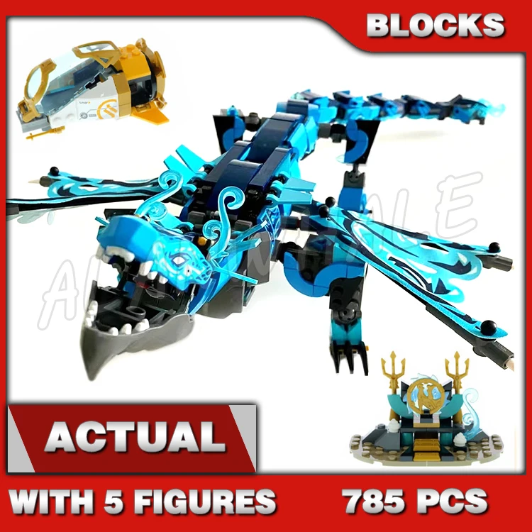 785pcs Shinobi Sea Bound Blue Water Dragon Mini Submarine Wave Amulet 60084 Building Block Sets Compatible With Model